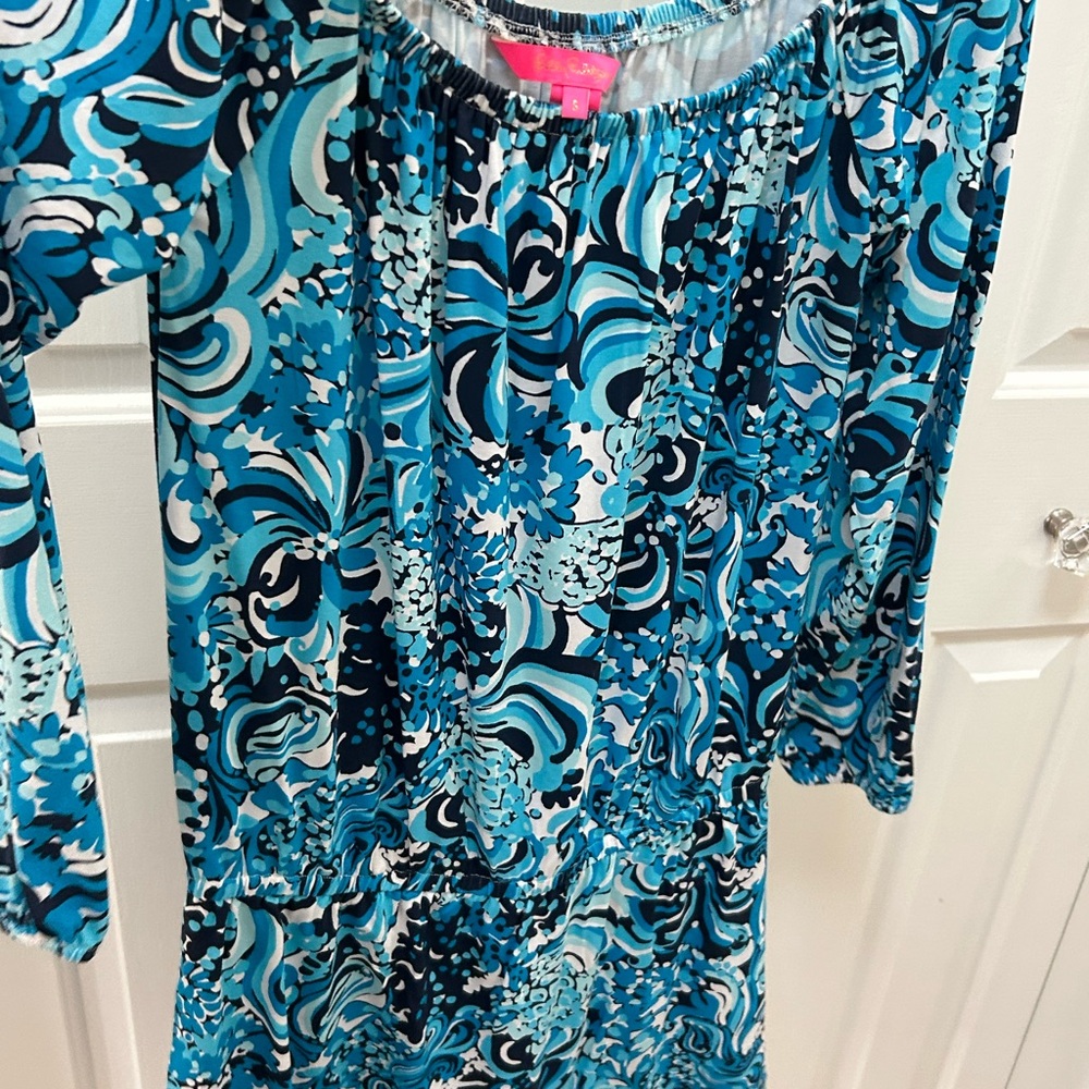 Blue and White Patterned Dress